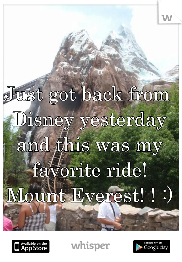 Just got back from Disney yesterday and this was my favorite ride! Mount Everest! ! :)