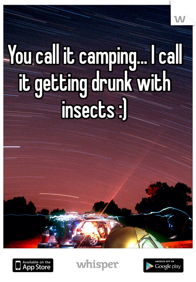 You call it camping... I call it getting drunk with insects :)