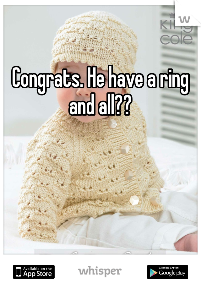 Congrats. He have a ring and all??