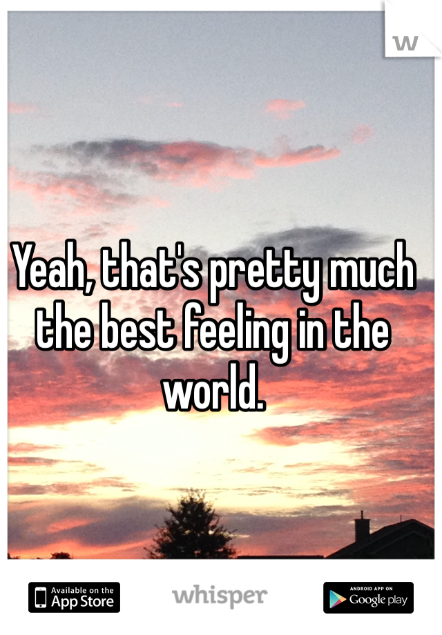 Yeah, that's pretty much the best feeling in the world.