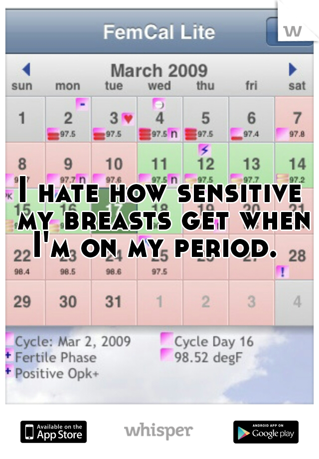 I hate how sensitive my breasts get when I'm on my period.  
