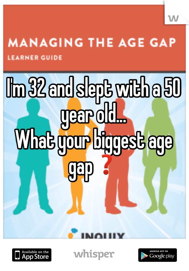 I'm 32 and slept with a 50 year old...
What your biggest age gap❓