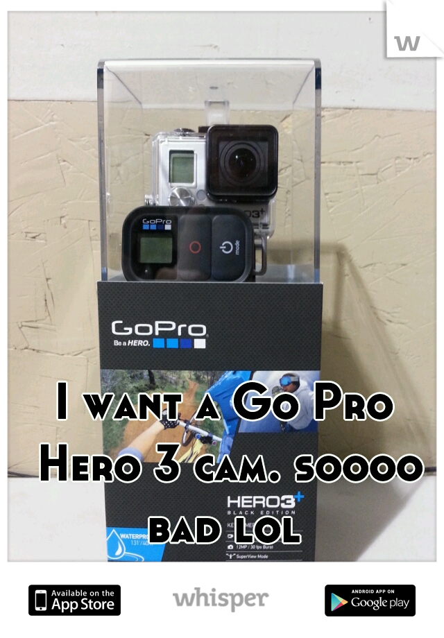 I want a Go Pro Hero 3 cam. soooo bad lol 
 