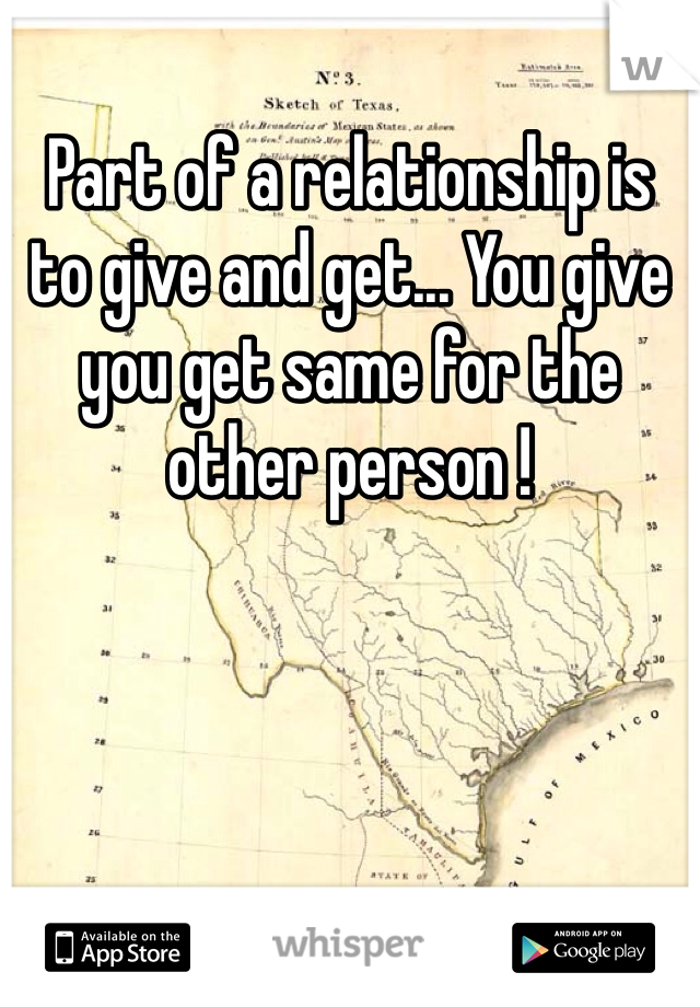 Part of a relationship is to give and get... You give you get same for the other person ! 