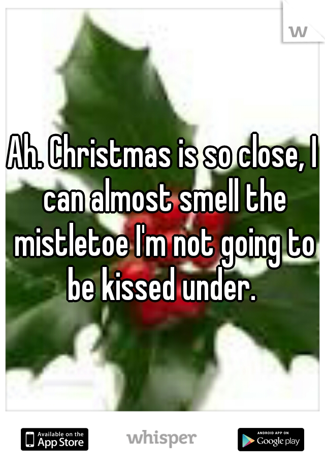 Ah. Christmas is so close, I can almost smell the mistletoe I'm not going to be kissed under. 