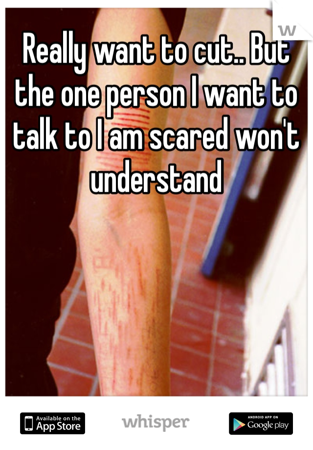 Really want to cut.. But the one person I want to talk to I am scared won't understand