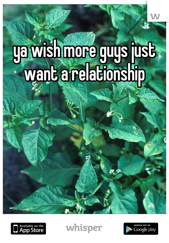 ya wish more guys just want a relationship
