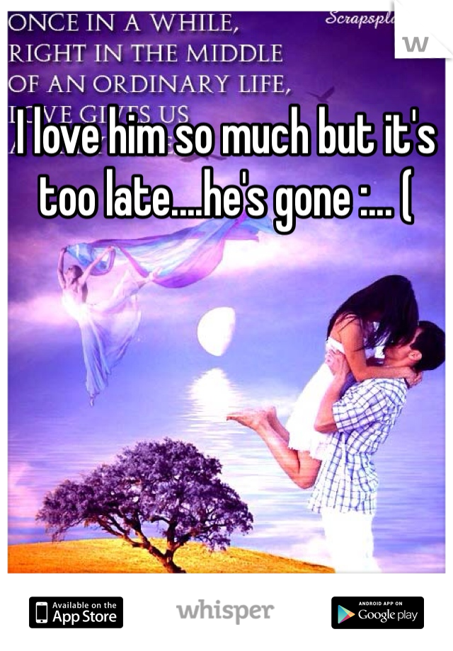 I love him so much but it's too late....he's gone :... (