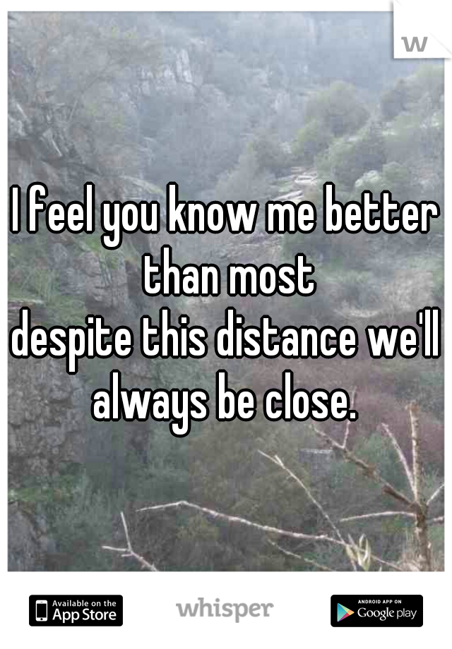 I feel you know me better than most
despite this distance we'll always be close. 