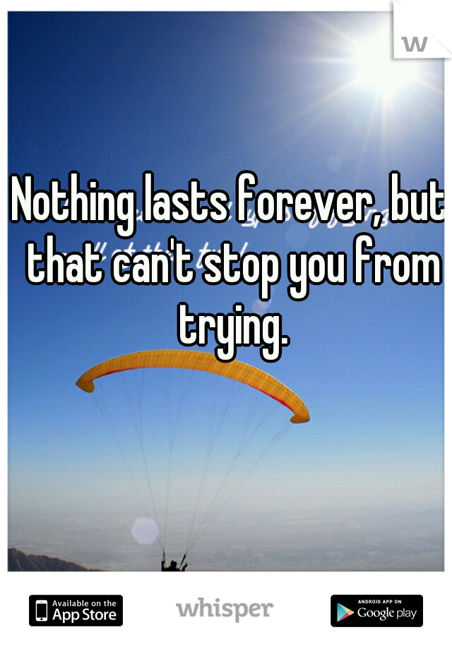 Nothing lasts forever, but that can't stop you from trying.