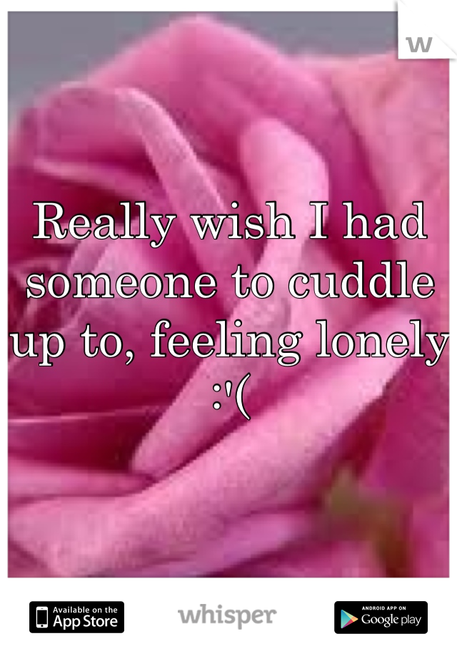 Really wish I had someone to cuddle up to, feeling lonely
:'(