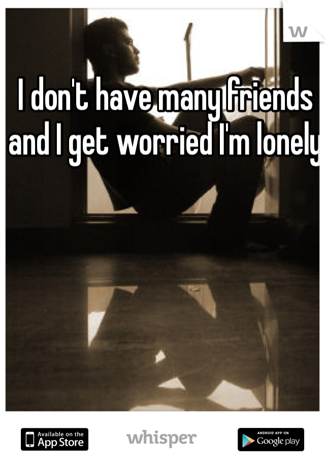 I don't have many friends and I get worried I'm lonely 