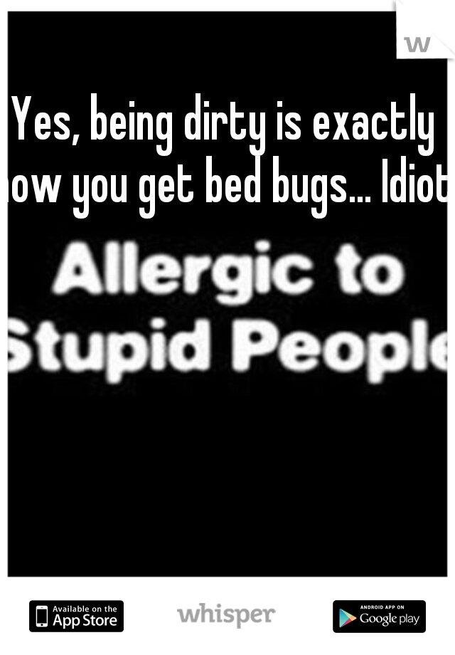 Yes, being dirty is exactly how you get bed bugs... Idiot.