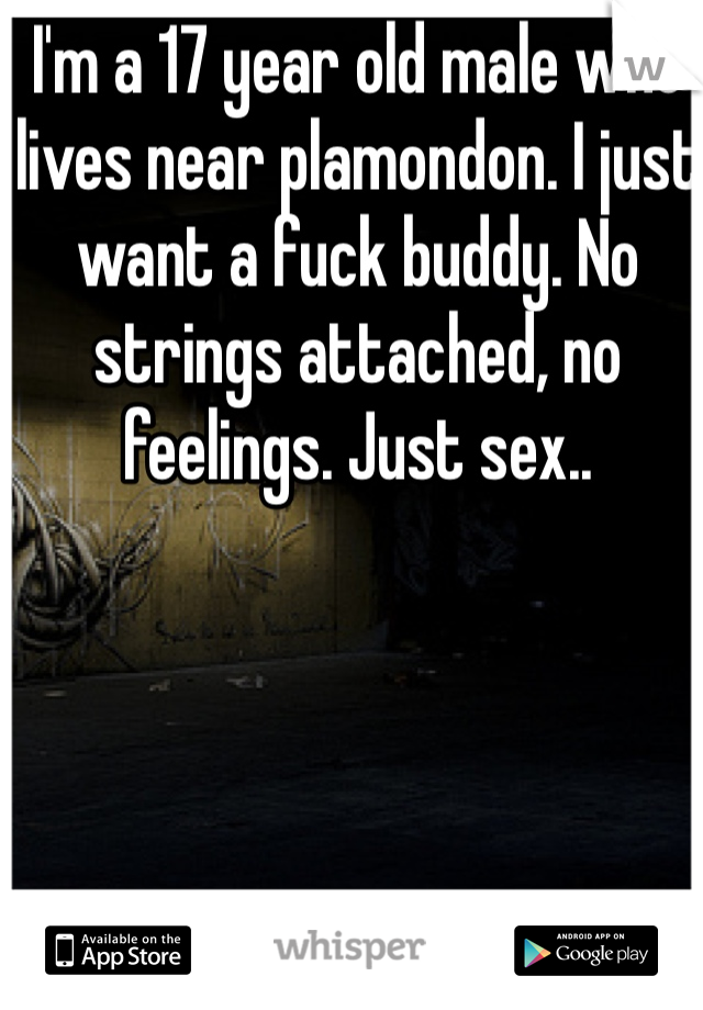 I'm a 17 year old male who lives near plamondon. I just want a fuck buddy. No strings attached, no feelings. Just sex.. 