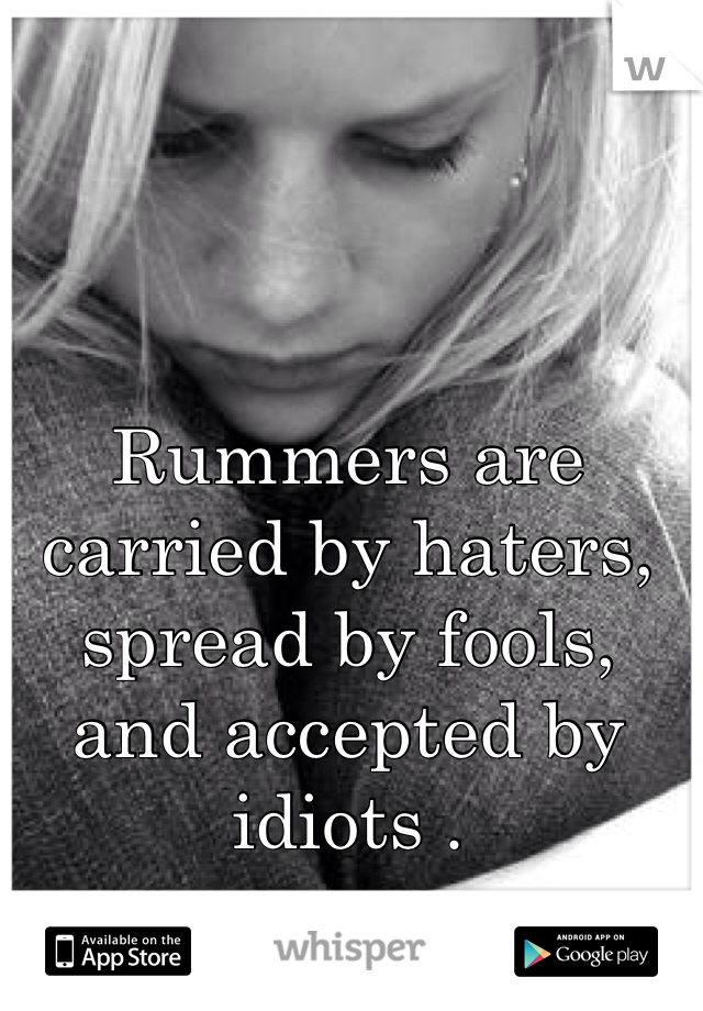 Rummers are carried by haters, spread by fools, and accepted by idiots .