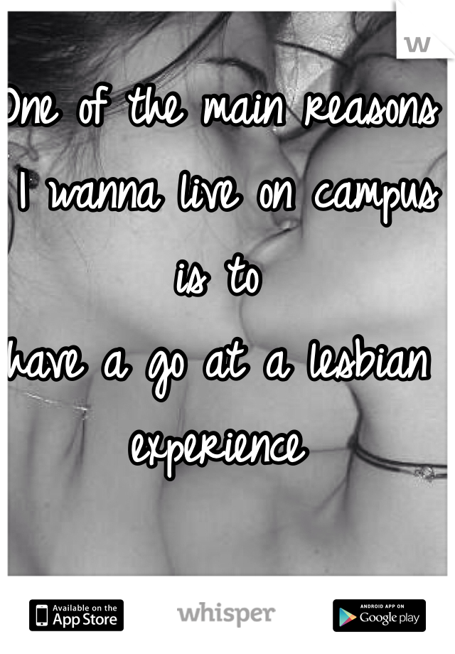 One of the main reasons
 I wanna live on campus is to 
have a go at a lesbian experience 