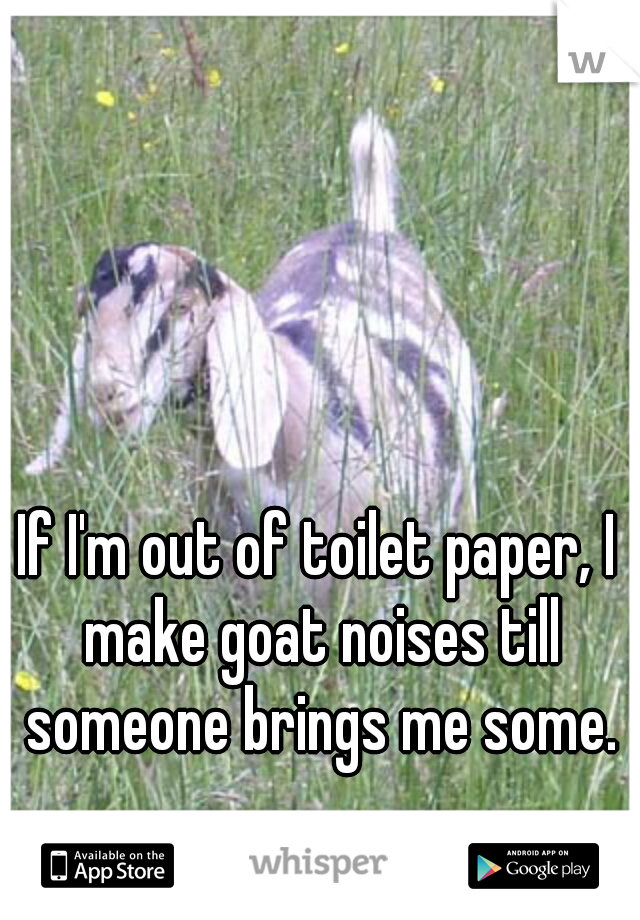 If I'm out of toilet paper, I make goat noises till someone brings me some.