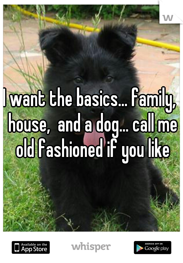 I want the basics... family,  house,  and a dog... call me old fashioned if you like