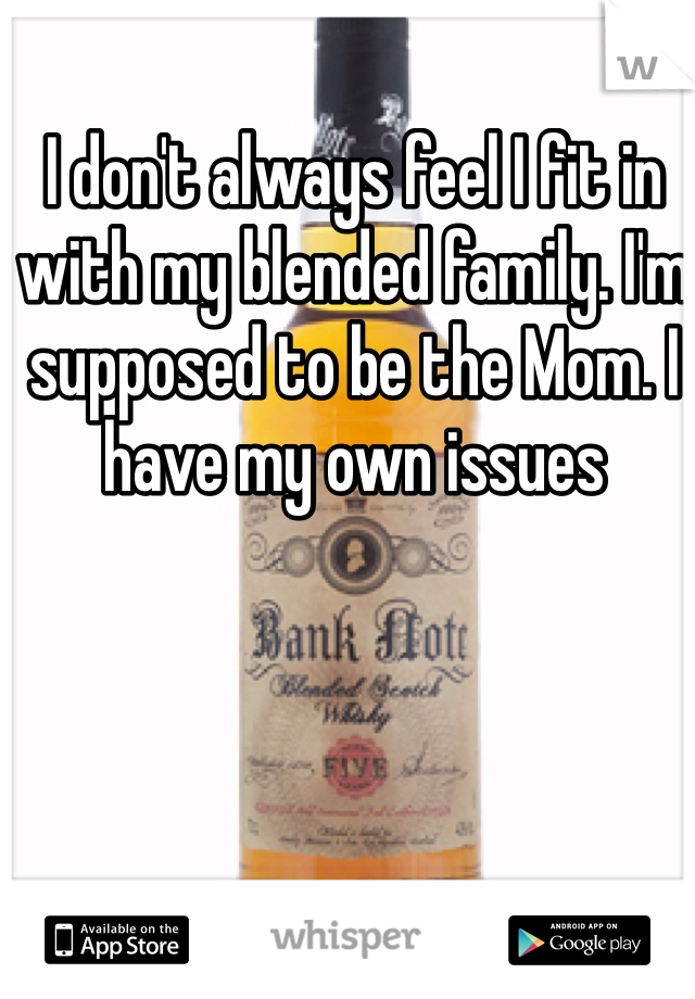 I don't always feel I fit in with my blended family. I'm supposed to be the Mom. I have my own issues   