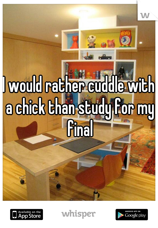 I would rather cuddle with a chick than study for my final