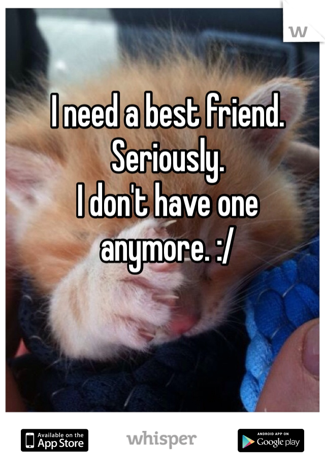 I need a best friend. 
Seriously.
I don't have one anymore. :/