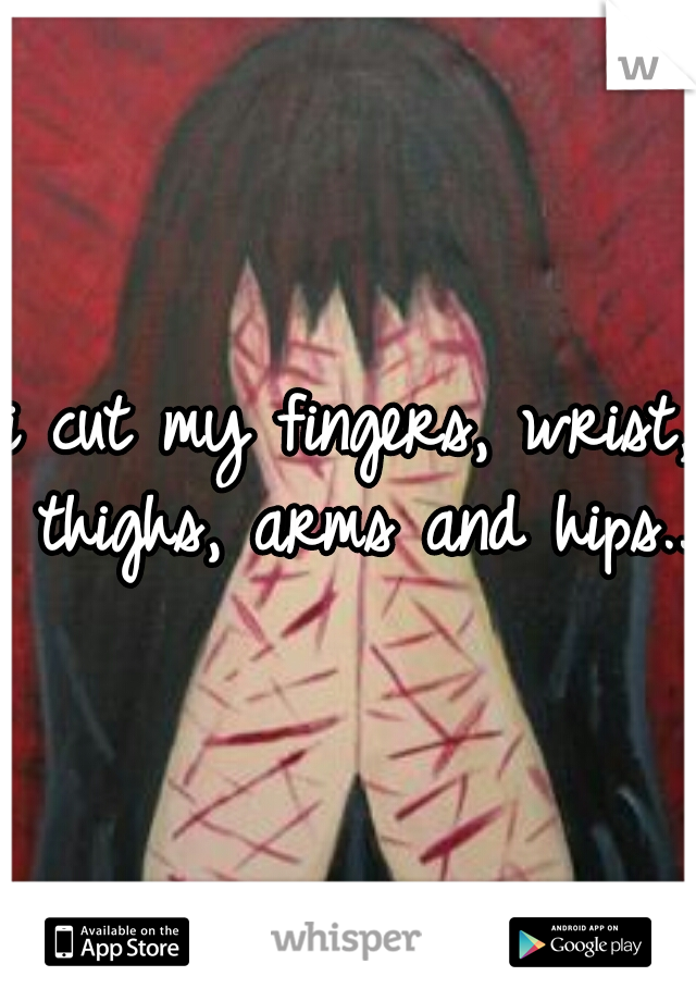i cut my fingers, wrist, thighs, arms and hips..