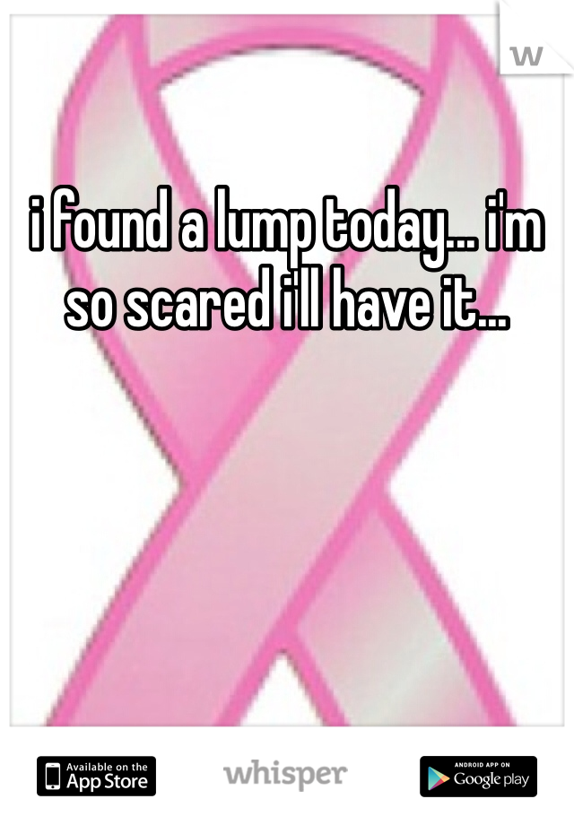 i found a lump today... i'm so scared i'll have it...
