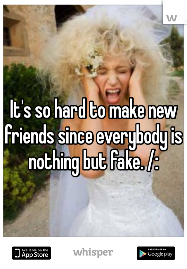 It's so hard to make new friends since everybody is nothing but fake. /: