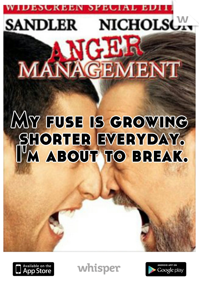 My fuse is growing shorter everyday. I'm about to break.