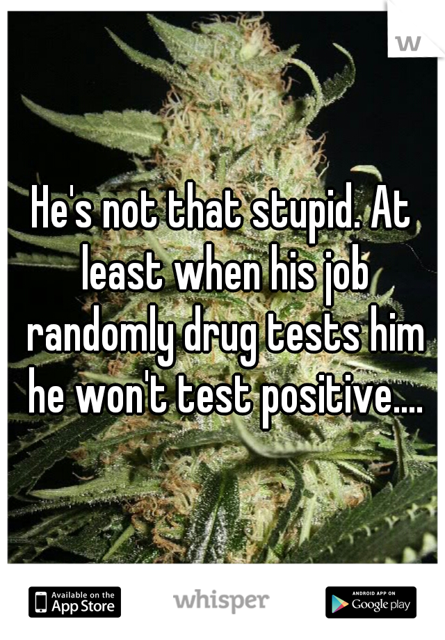 He's not that stupid. At least when his job randomly drug tests him he won't test positive....