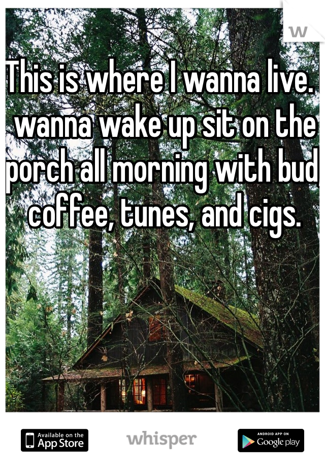 This is where I wanna live. I wanna wake up sit on the porch all morning with bud, coffee, tunes, and cigs. 