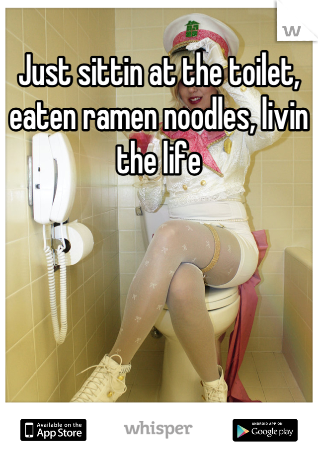 Just sittin at the toilet, eaten ramen noodles, livin the life