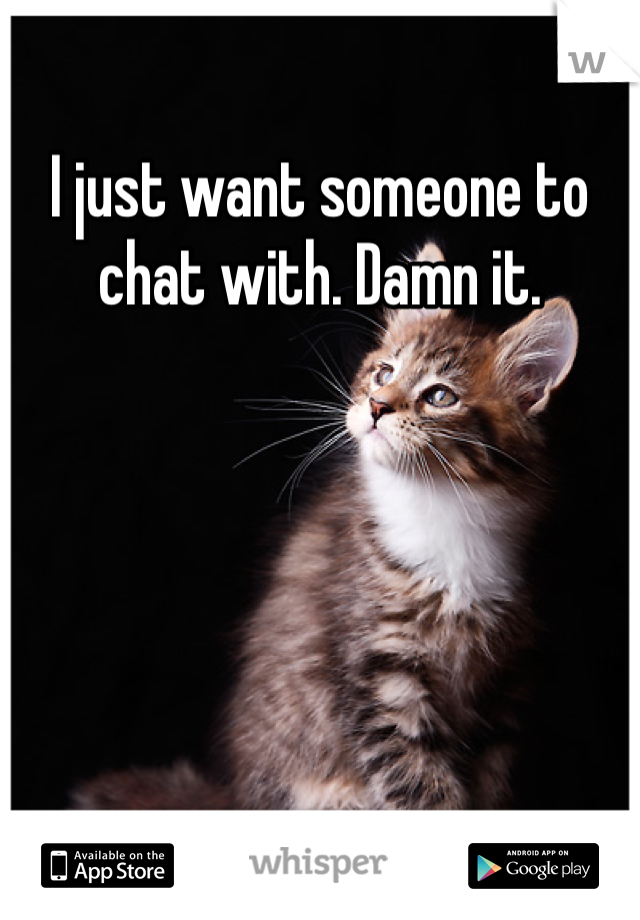 I just want someone to chat with. Damn it. 