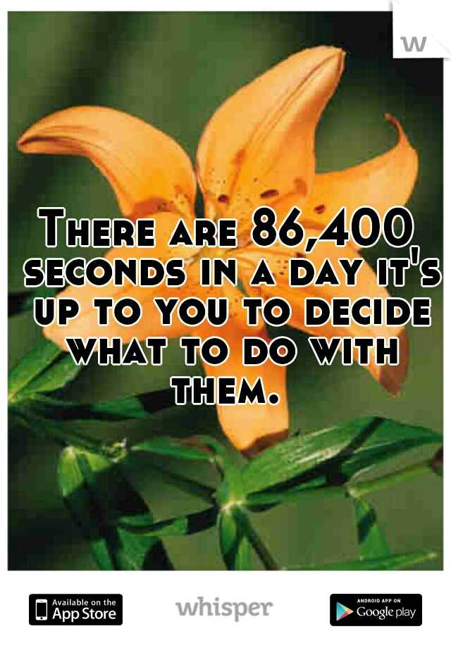 There are 86,400 seconds in a day it's up to you to decide what to do with them. 
