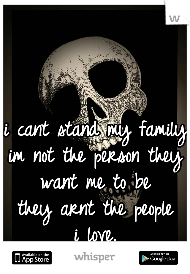 i cant stand my family 
im not the person they
want me to be
they arnt the people
i love.
 