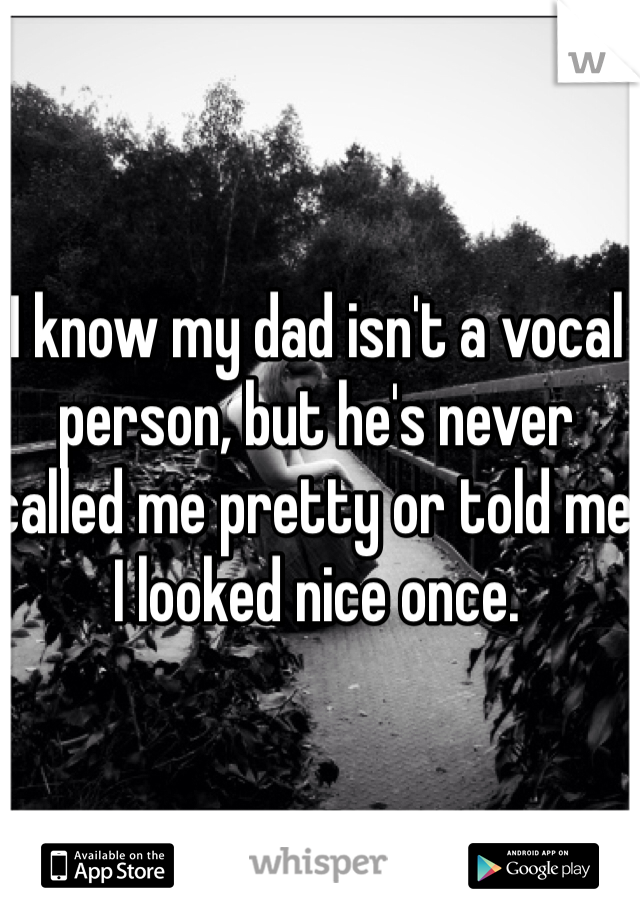 I know my dad isn't a vocal person, but he's never called me pretty or told me I looked nice once. 