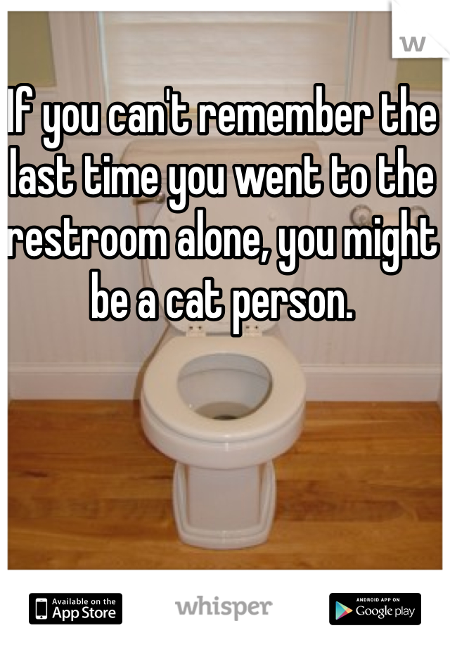 If you can't remember the last time you went to the restroom alone, you might be a cat person. 