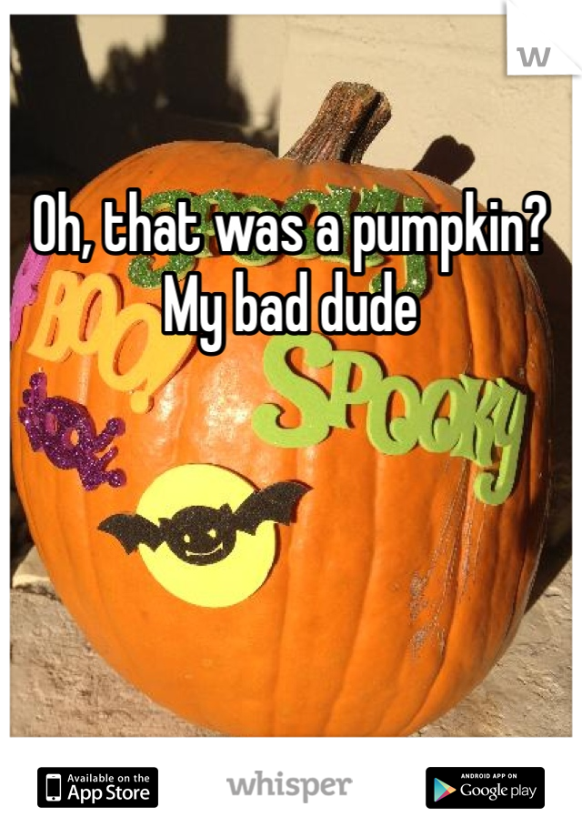 Oh, that was a pumpkin? My bad dude