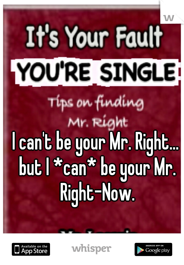 I can't be your Mr. Right... but I *can* be your Mr. Right-Now.