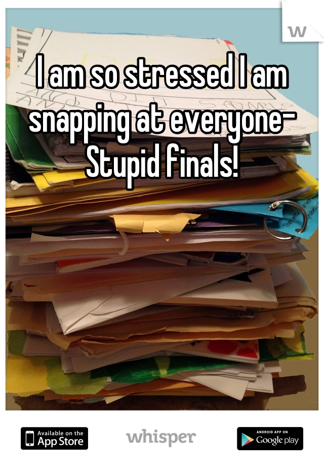 I am so stressed I am snapping at everyone- Stupid finals!