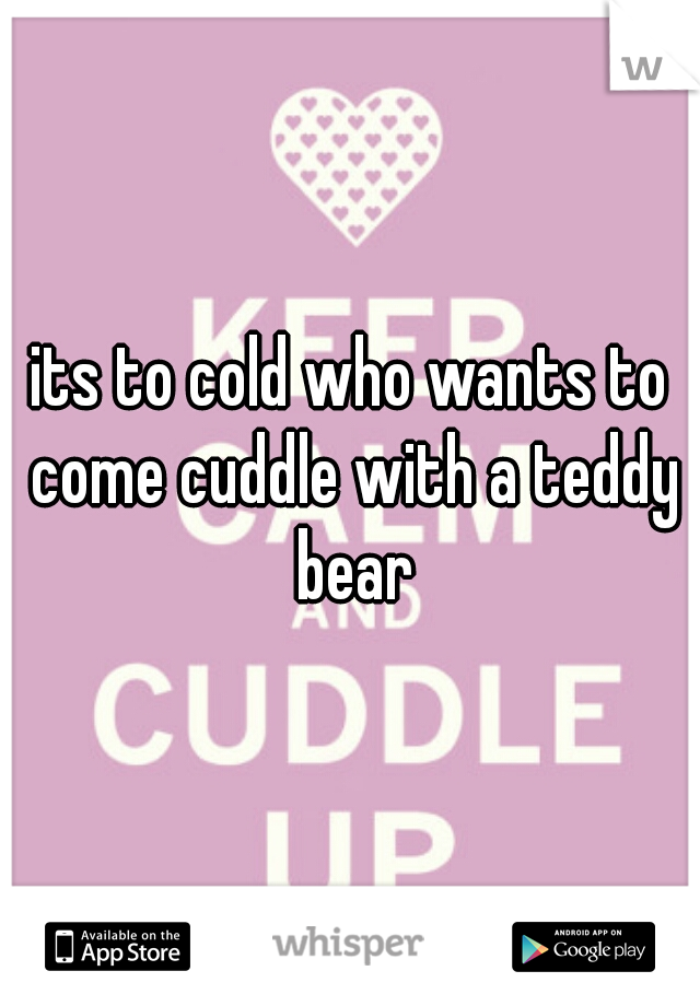 its to cold who wants to come cuddle with a teddy bear