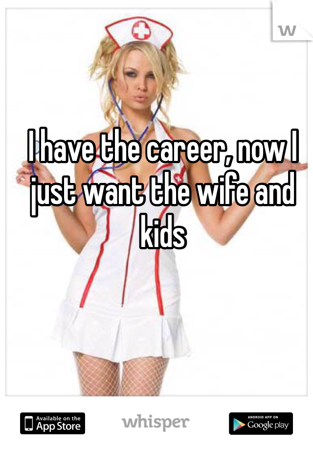 I have the career, now I just want the wife and kids