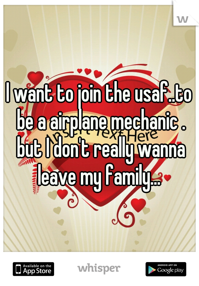 I want to join the usaf..to be a airplane mechanic . but I don't really wanna leave my family... 