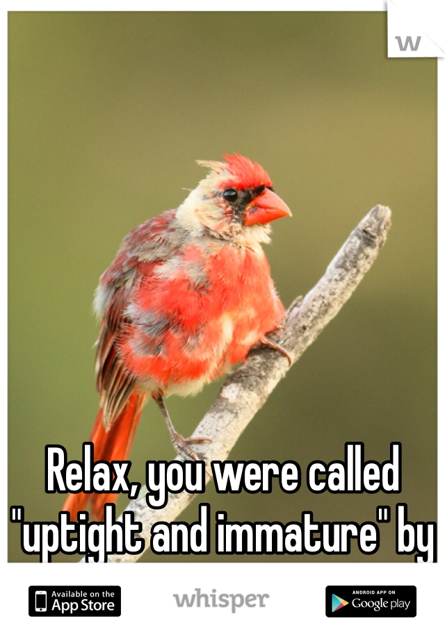 Relax, you were called "uptight and immature" by worthless pieces of shit. 