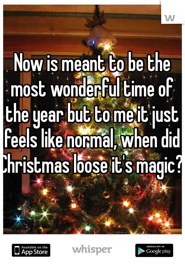 Now is meant to be the most wonderful time of the year but to me it just feels like normal, when did Christmas loose it's magic? 
