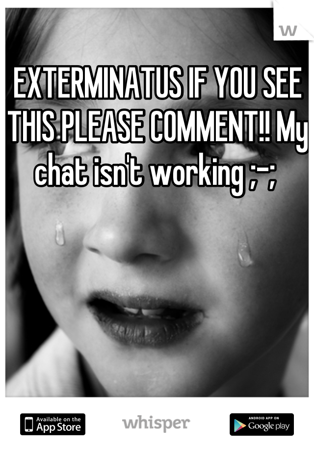 EXTERMINATUS IF YOU SEE THIS PLEASE COMMENT!! My chat isn't working ;-; 