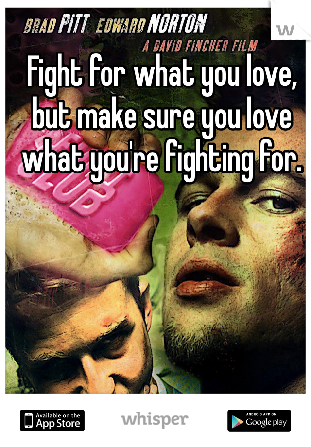 Fight for what you love, but make sure you love what you're fighting for. 