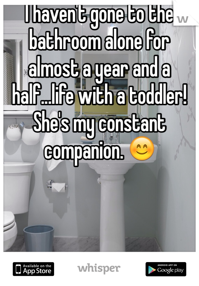 I haven't gone to the bathroom alone for almost a year and a half...life with a toddler! She's my constant companion. 😊