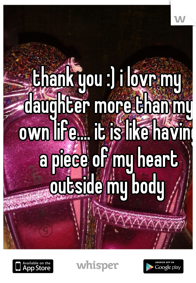 thank you :) i lovr my daughter more than my own life.... it is like having a piece of my heart outside my body 