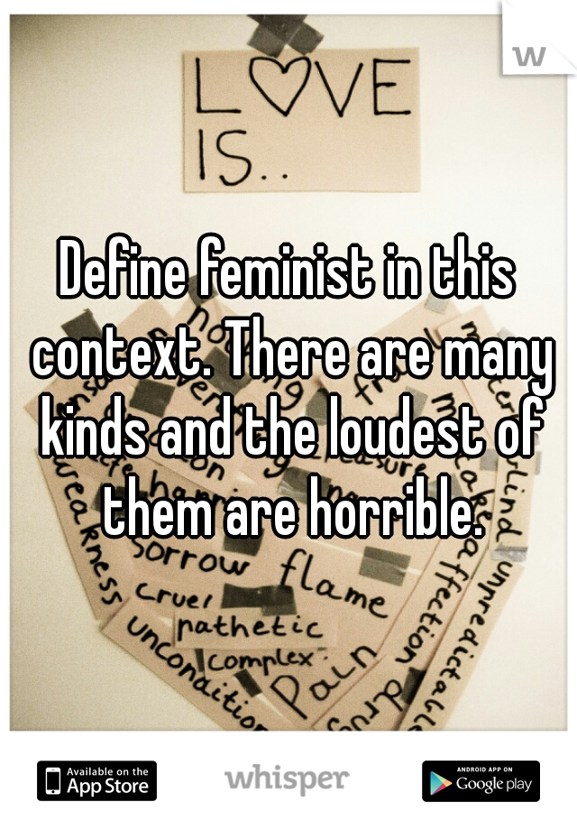 Define feminist in this context. There are many kinds and the loudest of them are horrible.